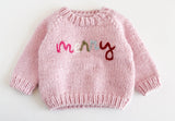 Organic Cotton Pink Snowflake Baby Sweater by Figgy Friends - Detail View