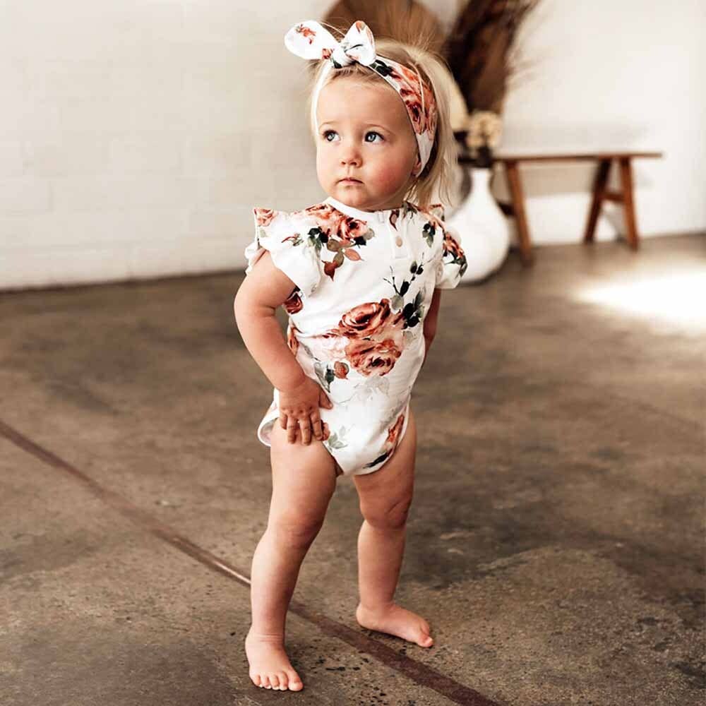 Rosebud Organic Cotton Frill Bodysuit - Front View