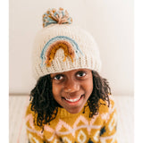 Teal Rainbow Knit Beanie Hat by The Honey and Bro Co. - Back View