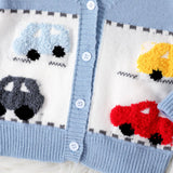 Toddler Vehicle Pattern Button Up Sweater by PatPat - Detail View