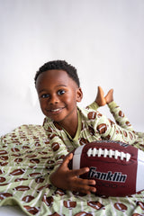 Football Two-Piece Bamboo Pajamas by Joan's - Close-Up