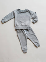 Toddler Stone Gray Drawstring Relaxed Joggers by The Honey and Bro Co. - Back View