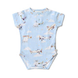Taking Flight organic bodysuit back view with snap closure