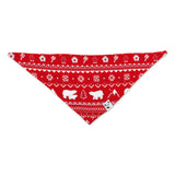 Matching Red Bamboo Christmas Polar Bear Pet Bandana by Bellabu Bear - Front View
