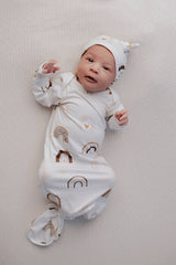 Rainbow Knotted Gown | Newborn by Three Little Tots - Front View - Newborn Baby Clothing