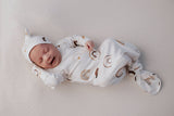 Rainbow Knotted Gown | Newborn by Three Little Tots - Close-up - Newborn Baby Clothing