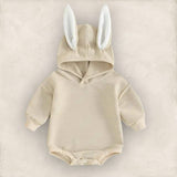Bunny Ears Sweatshirt Romper by The Honey and Bro Co. - Front View - Easter Baby Clothing