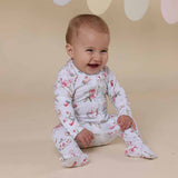 White Rabbit Organic Cotton Zip Footie Sleepsuit by Snuggle Hunny - Flat Lay - Easter Baby Clothing