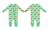 Easter Bunny Race Bamboo Zippy Pajamas by Joan's - Close-Up - Easter Baby Clothing