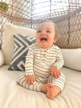Black Stripe Baby Outfit - Back View Showing Striped Pattern