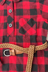 Red & Black Checkered Christmas Girls' Dress with Belt by luluclothes - Lifestyle View