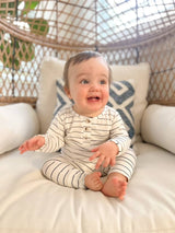 Black Stripe Baby Outfit Set - Size Comparison