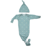 Arrow Print Knotted Newborn Gown Soft Cotton by The Honey and Bro Co. - Detail View