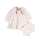 Solene Schiffli Lace Baby Dress - Detail Eyelet Embroidery