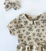 Violetta Floral Baby Bubble Romper & Bow Set by The Honey and Bro Co. - Back View