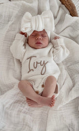 Classic Ribbed Romper Deluxe Gift Set by The Honey and Bro Co. - Front View