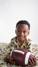Football Two-Piece Bamboo Pajamas by Joan's - Styled View