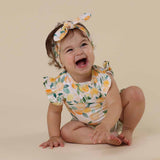 Sunny Citrus Organic Cotton Frill Bodysuit - Size Label