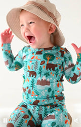 Woody Woodland Bamboo Pajamas | Kids Two-piece Set by The Honey and Bro Co. - Detail View