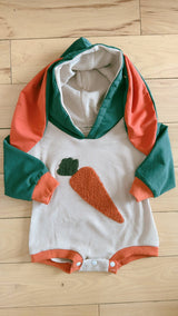 Bunny Ears Sweatshirt Romper by Bodoke Kids Boutique - Front View - Easter Baby Clothing