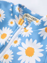Daisy Print Long Sleeve Girls One Piece Swimsuit by Rylee Faith Designs - Detail View