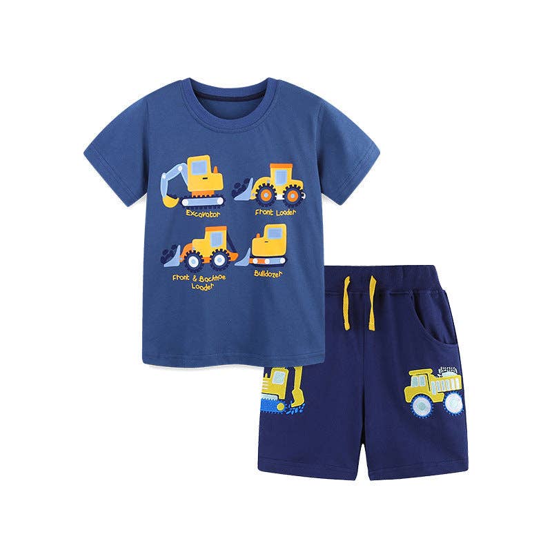 Boys car print cotton t-shirt and shorts set for toddlers 2Y-5Y