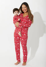 Matching Red Bamboo Christmas Polar Bear Women's Pajamas by Bellabu Bear - Front View