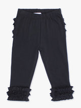 Black Classic Ruffle Leggings with Ruffles by RuffleButts + RuggedButts - Back View