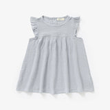Charlotte Cloud Organic Muslin Sleeveless Dress | Cloud Blue by Mimi & Me - Back View