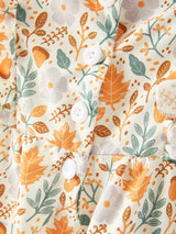 Autumn Floral Smocked Bubble Romper - Detail Back Button Closure with White Buttons