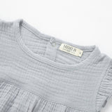 Charlotte Cloud Organic Muslin Sleeveless Dress | Cloud Blue by Mimi & Me - Detail View