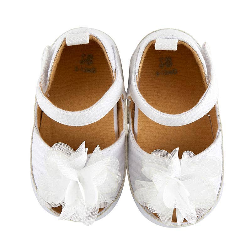 WHITE FLOWER SANDALS by Stephan Baby by Creative Brands - Front View - Easter Baby Clothing