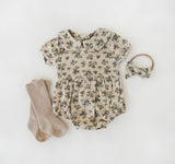Violetta Floral Bubble Romper 0-3M - Front View by Olive & Cradle