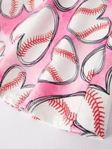 Baseball Kinda Day Girls Outfit Set - Close-up detail of cotton-polyester fabric and print quality