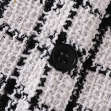 3-piece Black Romper Tweed Skirt & Headband Set by PatPat - Close-Up
