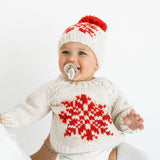 Snowflake Natural Crew Neck Sweater for Baby & Toddler by Huggalugs - Detail View