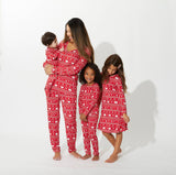 Matching Red Bamboo Christmas Polar Bear Women's Pajamas by Bellabu Bear - Detail View