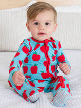 Softsnooze™ Blue Apple Of My Eye Footed Pajamas by The Honey and Bro Co. - Back View