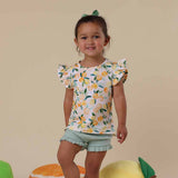 Sunny Citrus Organic Cotton Frill Tee - Front View