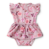 Blossom Floral Organic Cotton Short Sleeve Dress - Back View