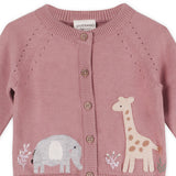 Giraffe Elephant Cardigan - Button Detail