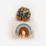 Teal Rainbow Knit Beanie Hat by The Honey and Bro Co. - Front View