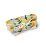 Citrus Squeeze Organic Cotton Topknot Headband - Lemon Print Detail