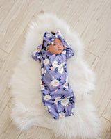 Lavender Baby Gown and Bow Headband | Infant Girls by Adorable Sweetness - Front View