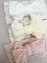 Floral Oversized Bow Headband | Ivory by Petite + Co - Back View