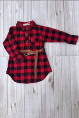Red & Black Checkered Christmas Girls' Dress with Belt by luluclothes - Size Chart