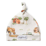 Diggers & Tractors Organic Knotted Beanie by Snuggle Hunny - Back View
