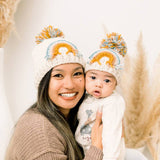 Teal Rainbow Knit Beanie Hat by The Honey and Bro Co. - Detail View
