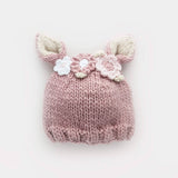 FLOWER BUNNY BEANIE ROSY by Huggalugs - Front View - Easter Baby Clothing