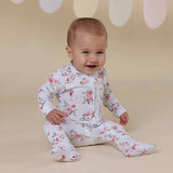 White Rabbit Organic Cotton Zip Footie Sleepsuit by Snuggle Hunny - Lifestyle View - Easter Baby Clothing
